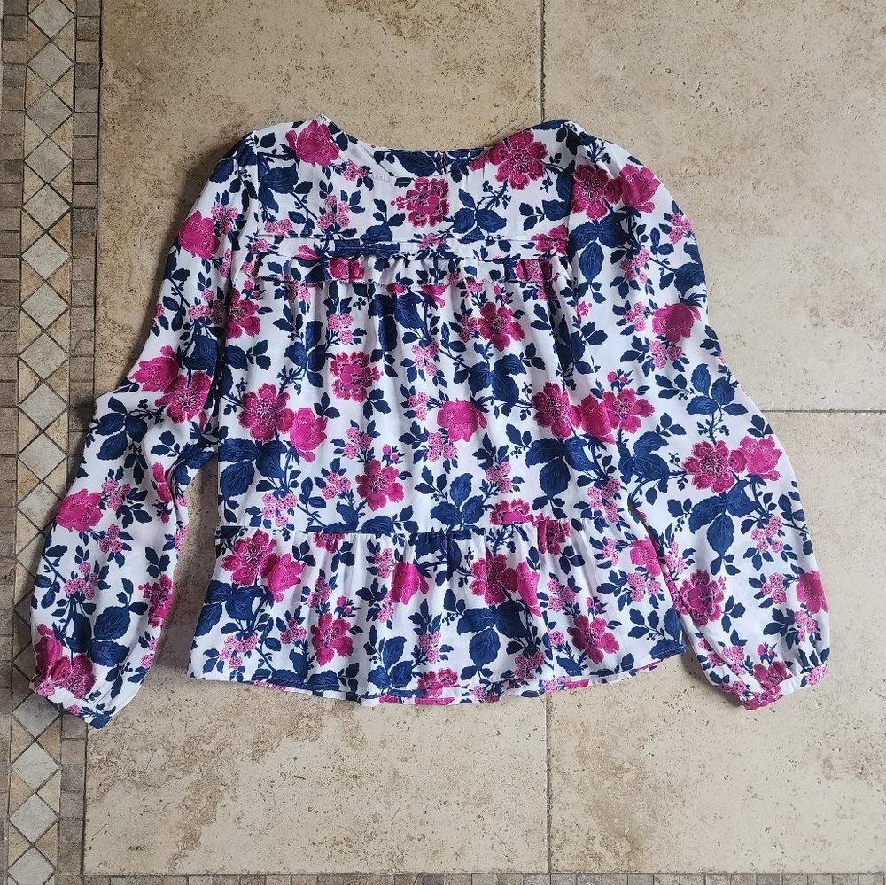 LOFT Floral Blouse - Pink and Blue